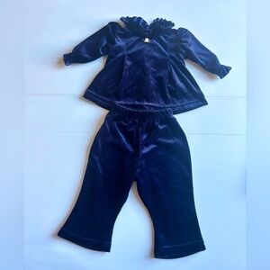 Little Princess Blue Velvet 2 Piece Set 12 Months